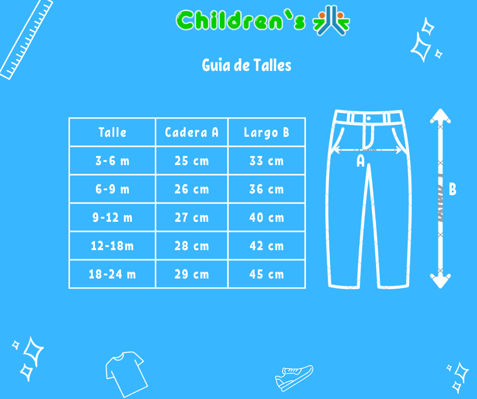 Guia de talles Pantalon Gabardina  Con Cintura Regulable