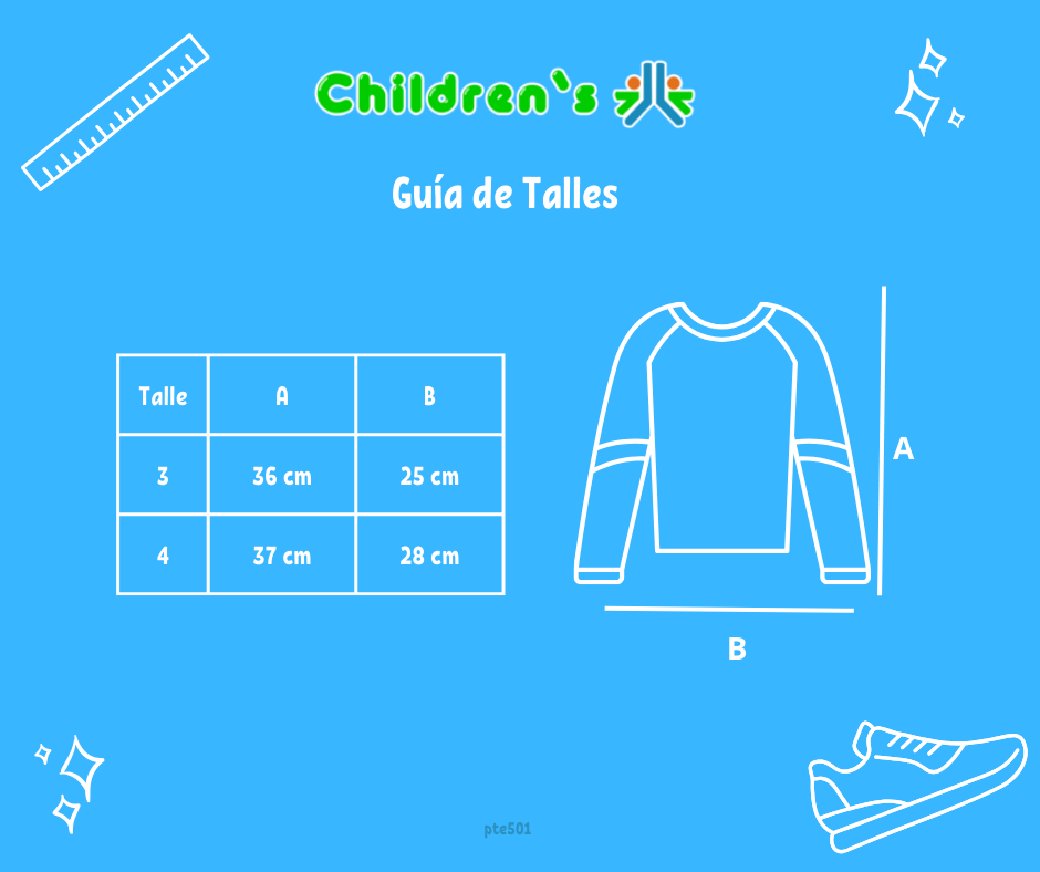 Guia de talles Remera varon manga larga estampada