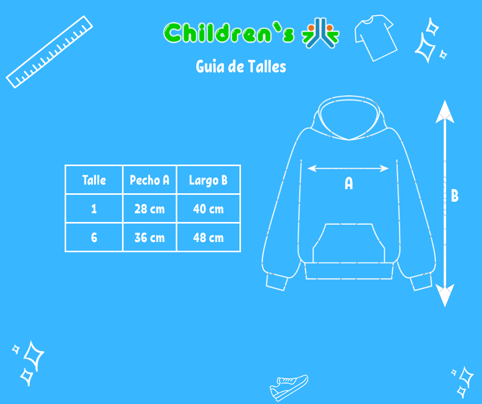 Guia de talles Buzo de Polar Bordado con Cuello Cruzado y Broche