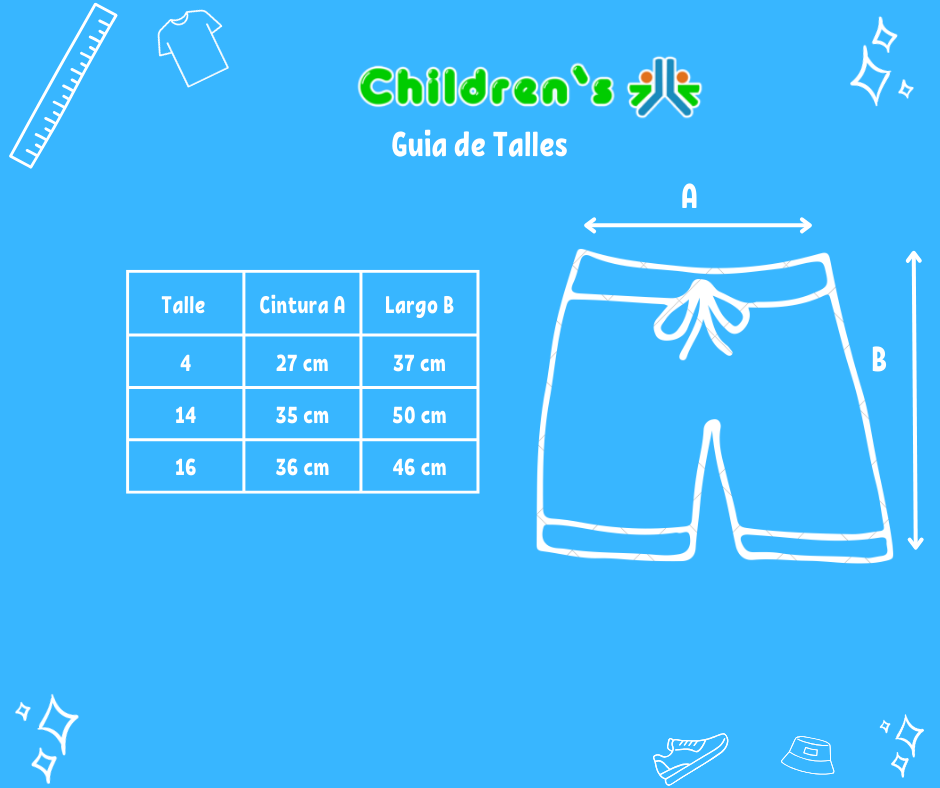 Guia de talles Short de Baño Con Elastico En Cintura y Suspensor