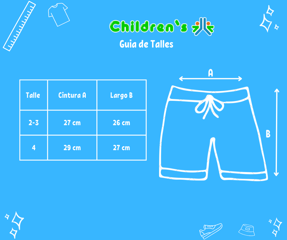 Guia de talles Short de Baño Microfibra Con Cintura Elastizada Regulable Estampado