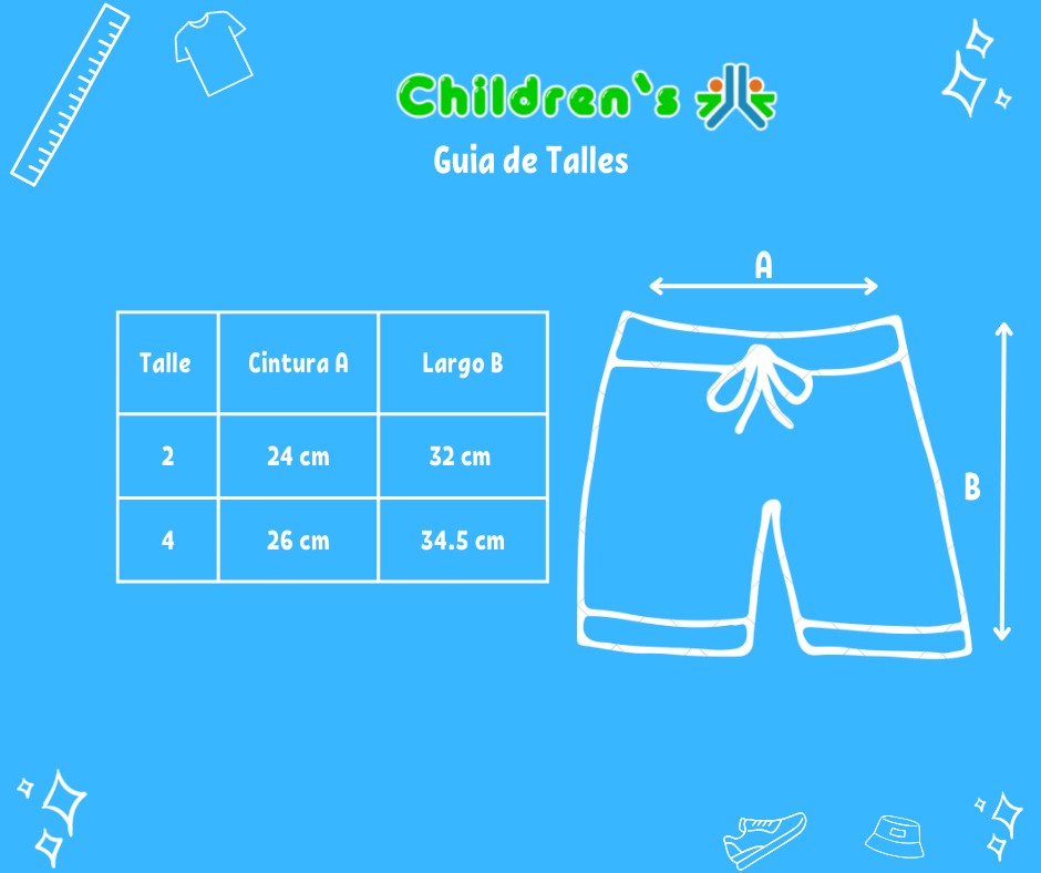 Guia de talles Short de Baño Combinado Bebe
