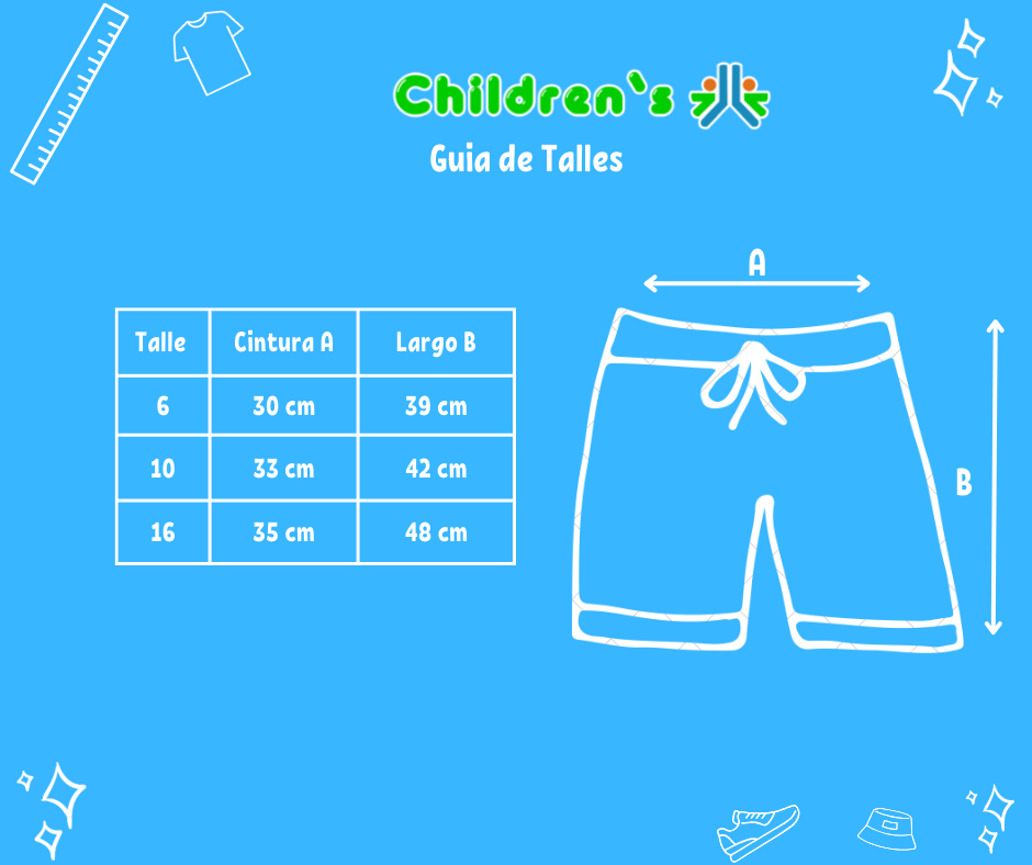 Guia de talles Short de baño Mibrofribra Estampado