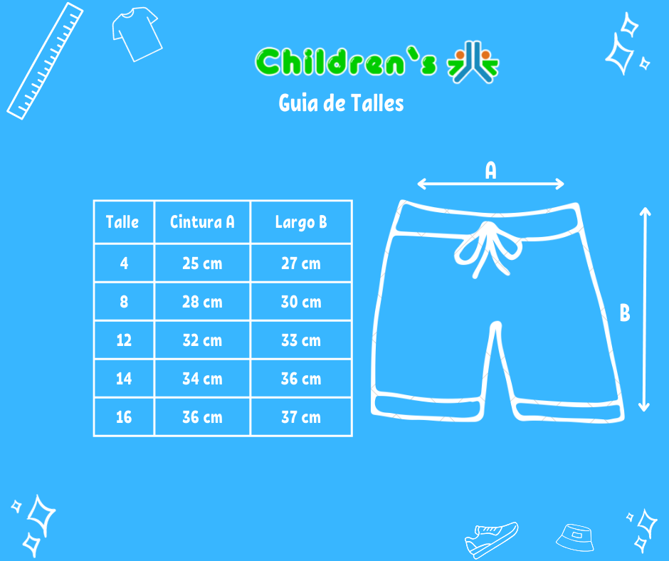 Guia de talles Short De Baño con Cintura Elastizada De Polistre