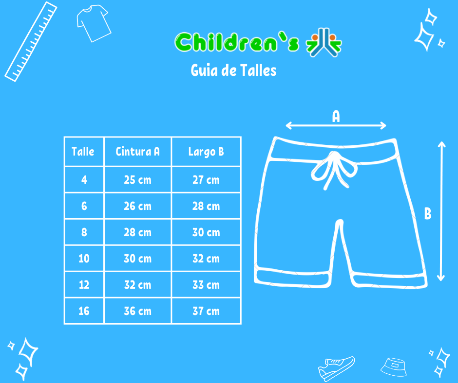 Guia de talles Short De Baño con Cintura Elastizada De Polistre