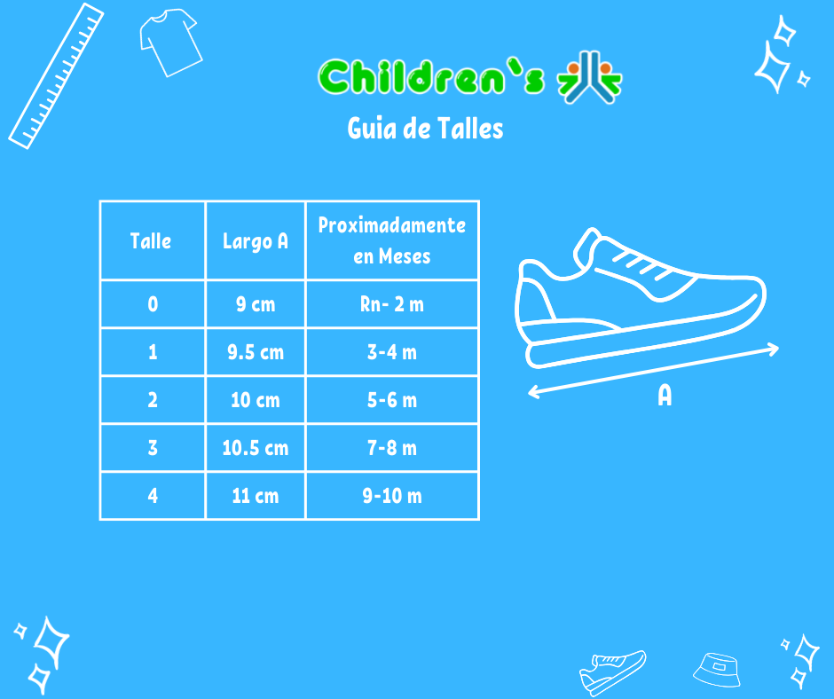 Guia de talles Zapatilla Lona Rayada Cordon Con Base
