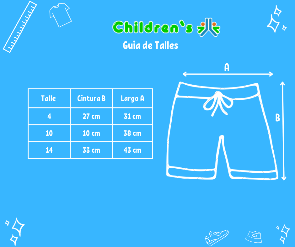 Guia de talles Short De Baño Microfibra Cintura Elastizada Ajustable