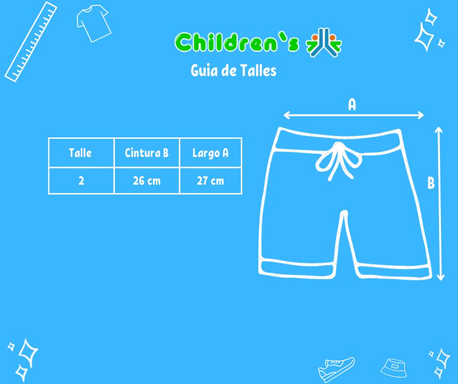 Guia de talles Short de Baño Microfibra Estampado Con Cintura Elastizada