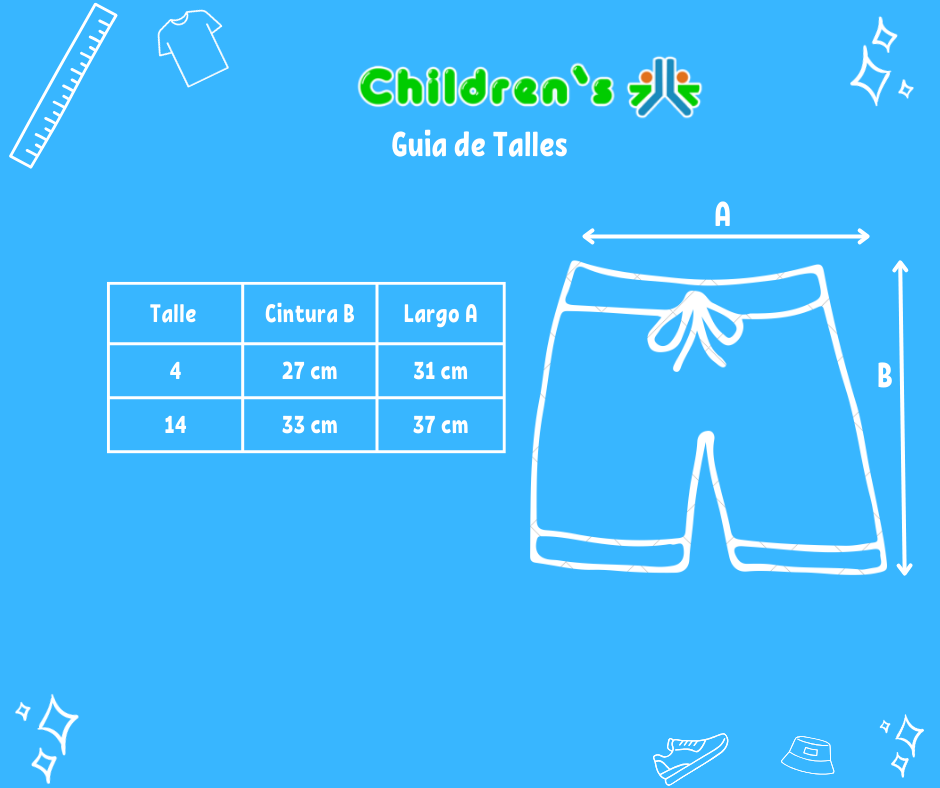 Guia de talles Short De Baño Microfibra Con Cintura Elastizada Regulable