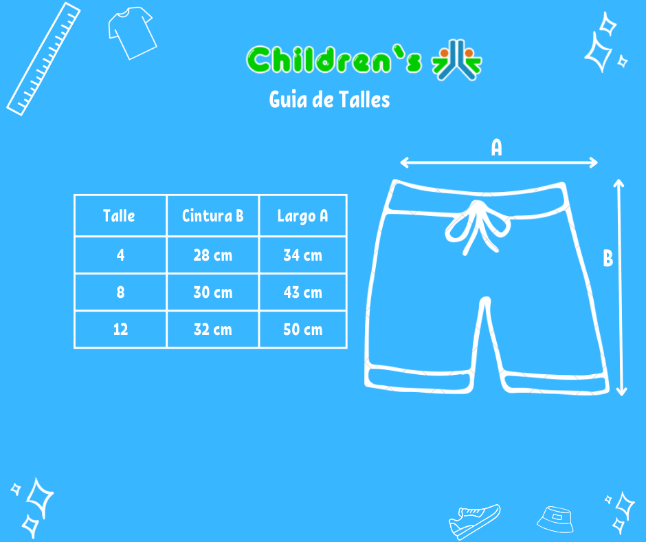 Guia de talles Short de Baño Microfibra Cintura Con Elastico