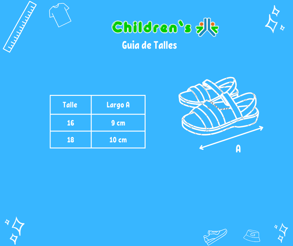 Guia de talles Sandalia de Cuerina Con Base y Velcro flores