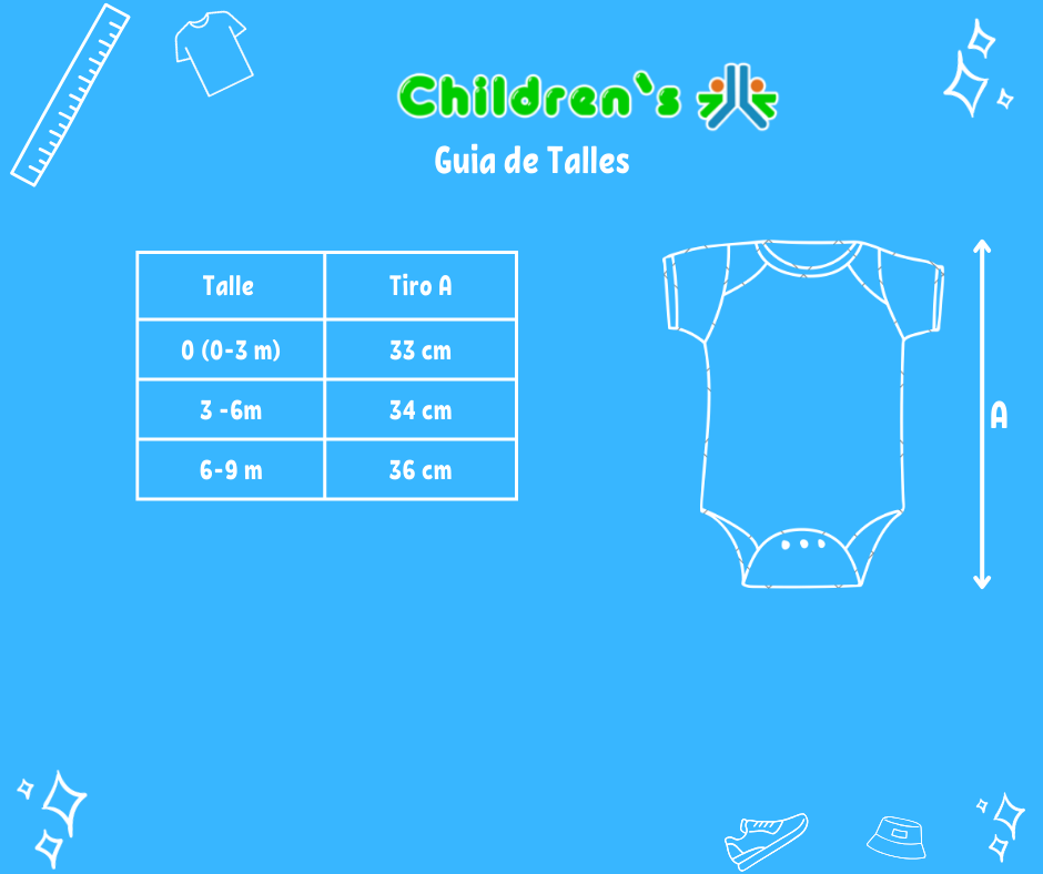 Guia de talles Enterito Algodon Sin Manga Estampado