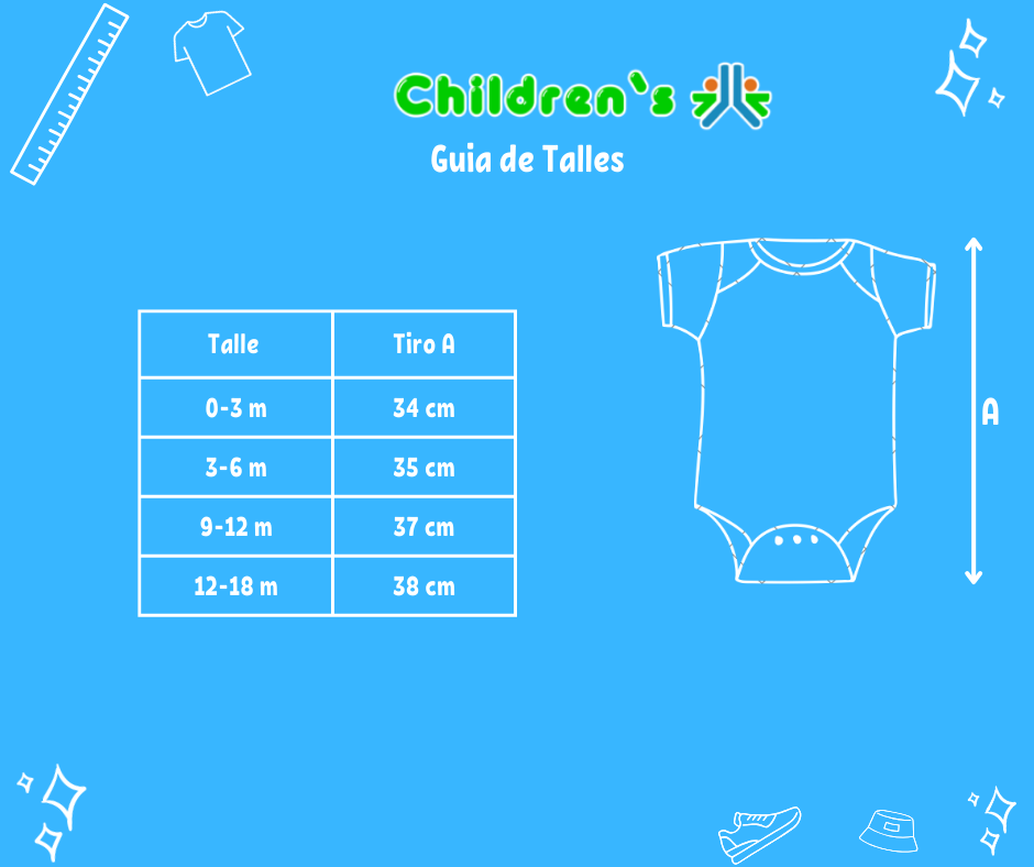 Guia de talles Enterito Algodon Sin Manga Estampada