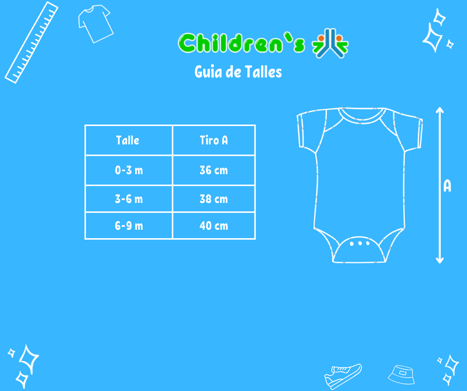 Guia de talles Enterito Towell Sin Manga Rayado y Boradado