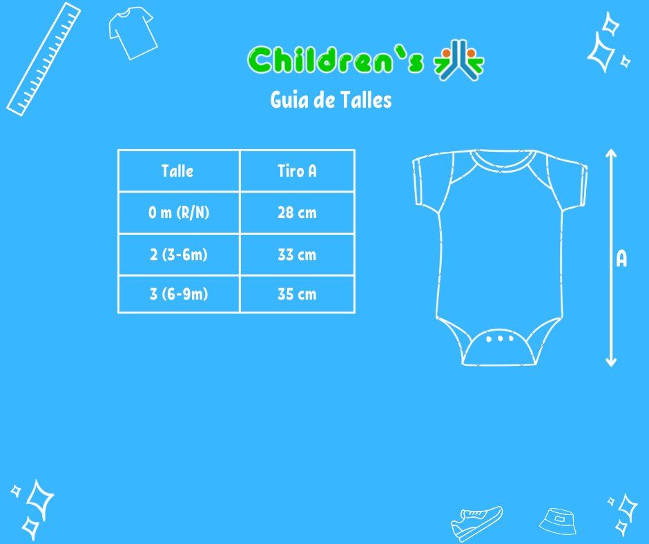 Guia de talles Enterito Manga Corta Jesey De algodon Bordado