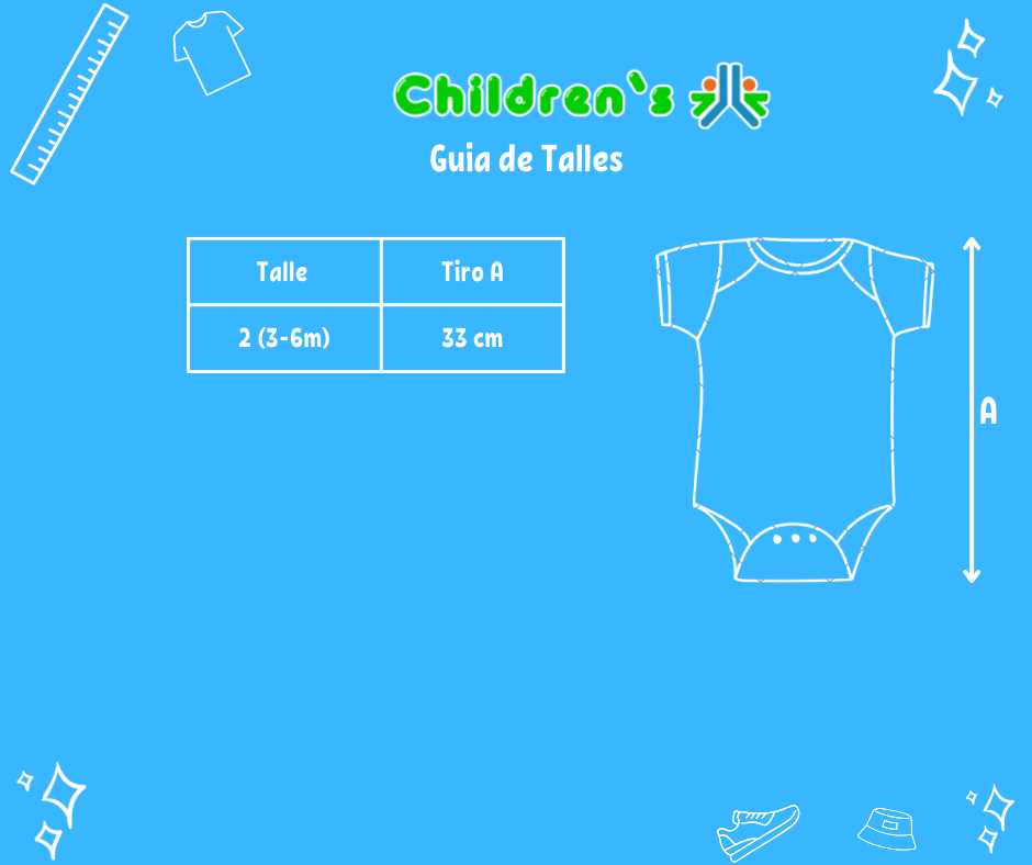 Guia de talles Enterito Algodon Sin Manga  Bordado