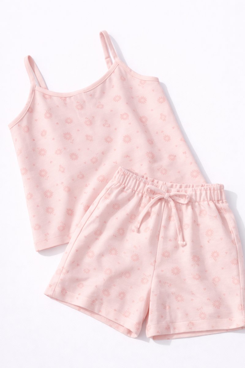 Pijama Verano Remera con Breteles y Short Estampado Flores