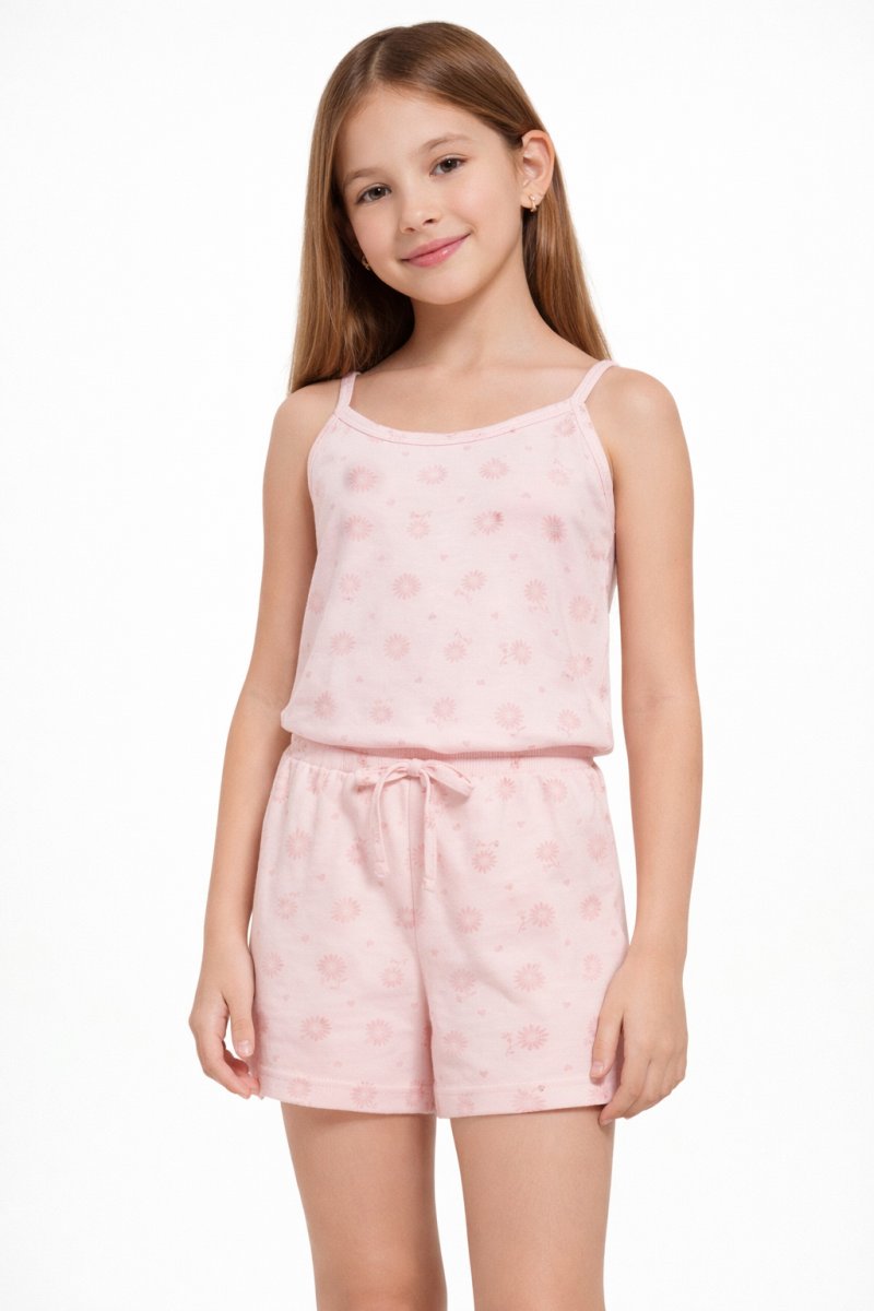 Pijama Verano Remera con Breteles y Short Estampado Flores