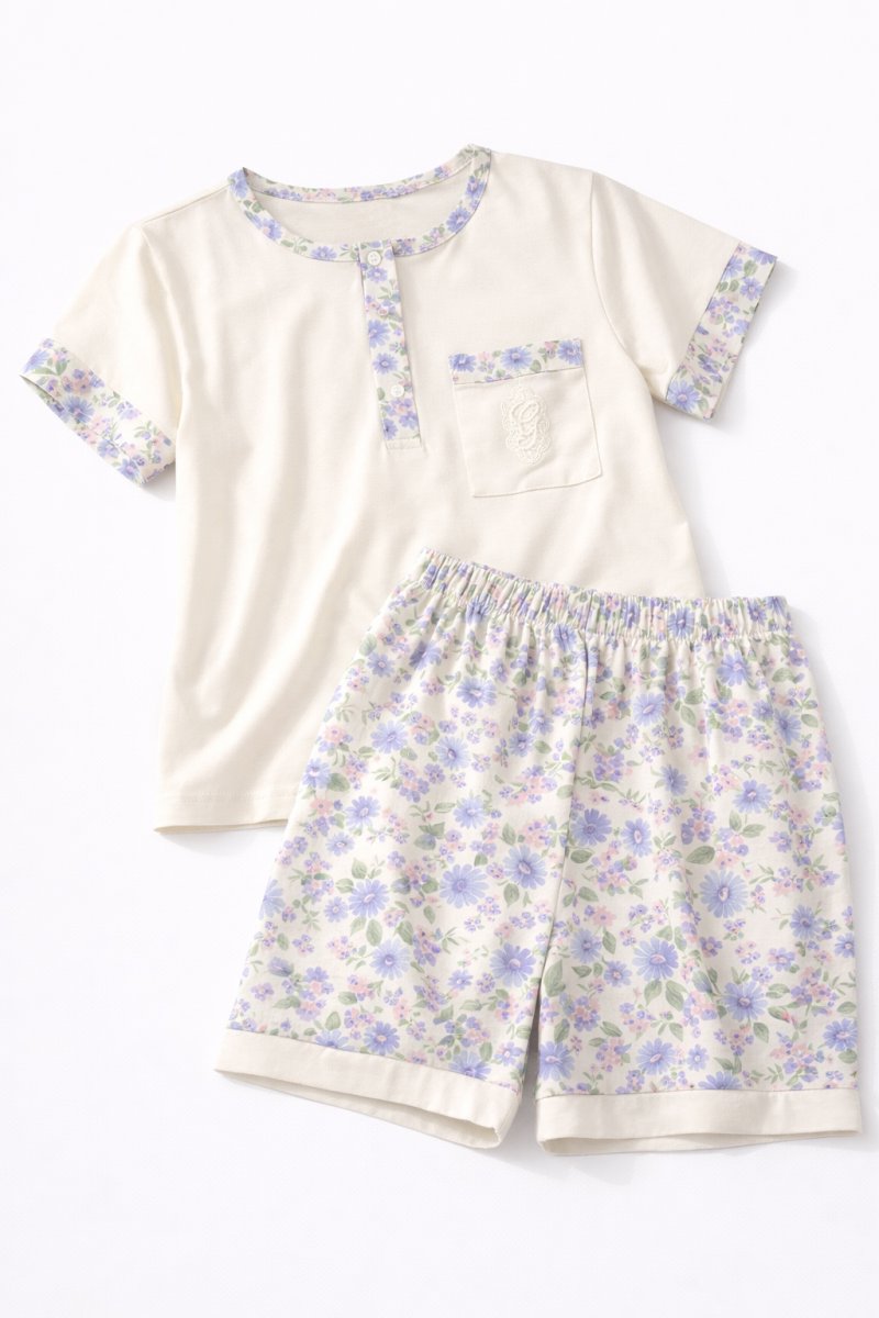 Pijama Verano Remera Manga Corta y Short Estampado Floreado