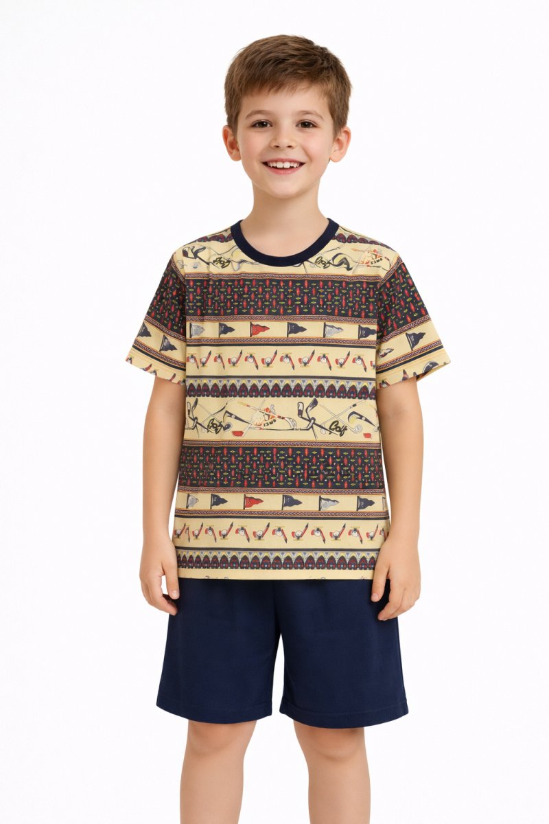 Pijama Verano Remera Manga Corta y Short Estampado Golf