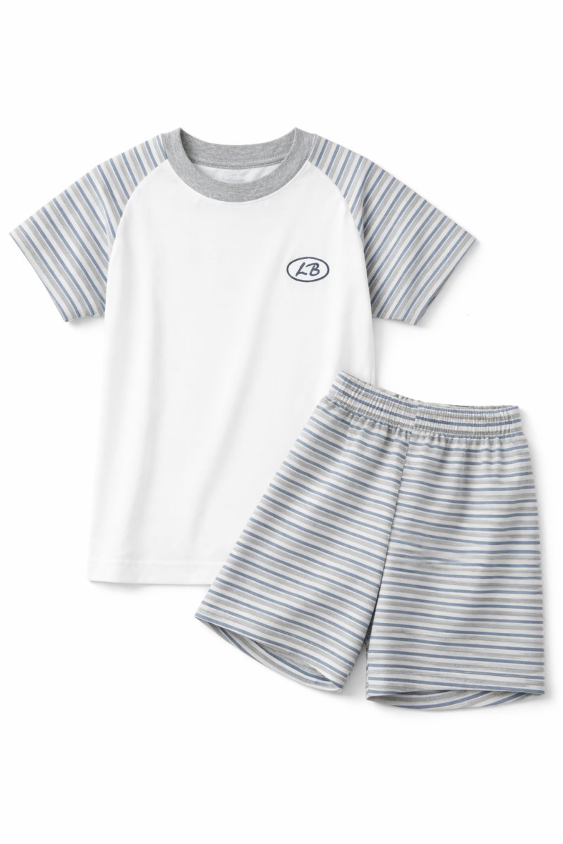 Pijama Verano Remera Manga Corta y Short Estampado Rayado