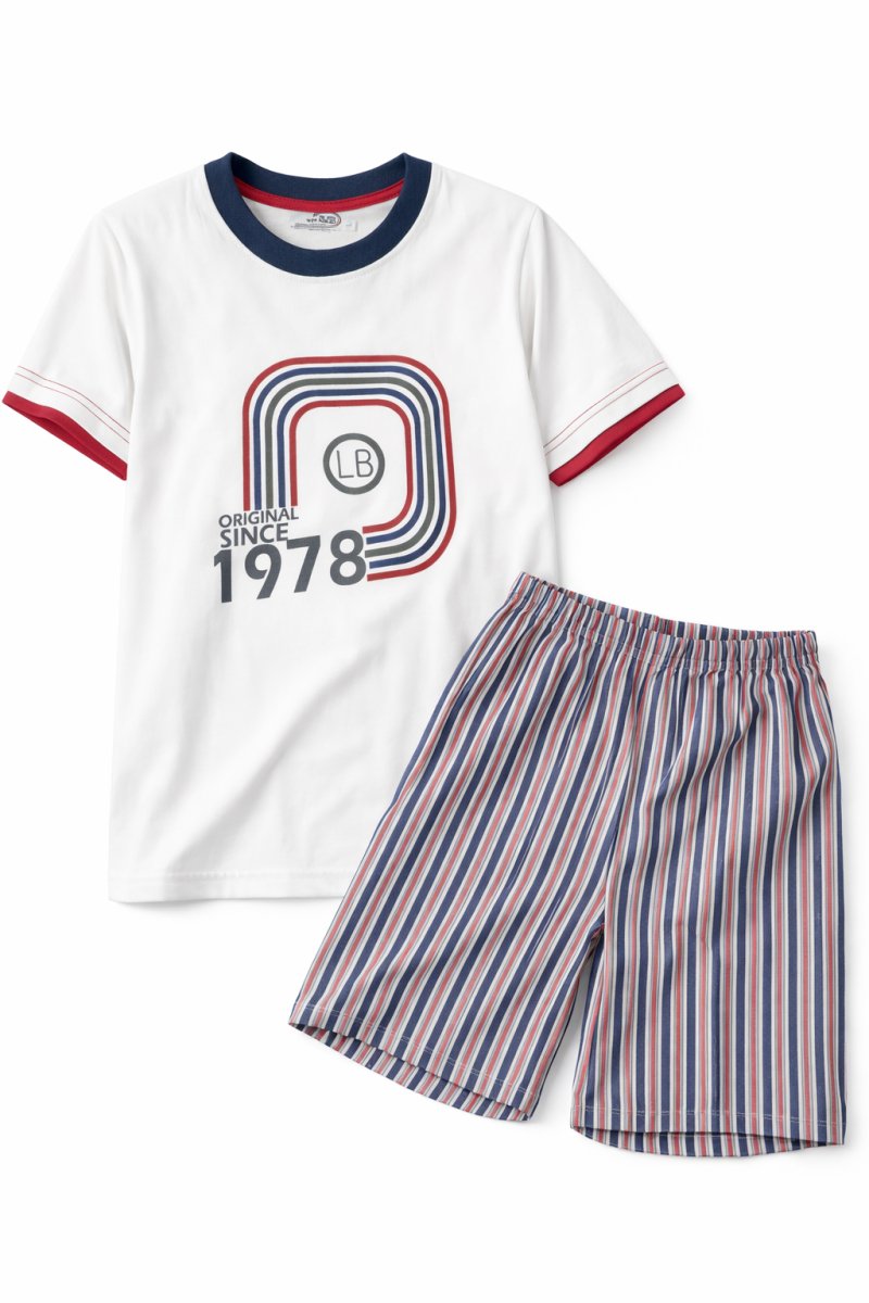 Pijama Verano Remera Manga Corta y Short Rayado