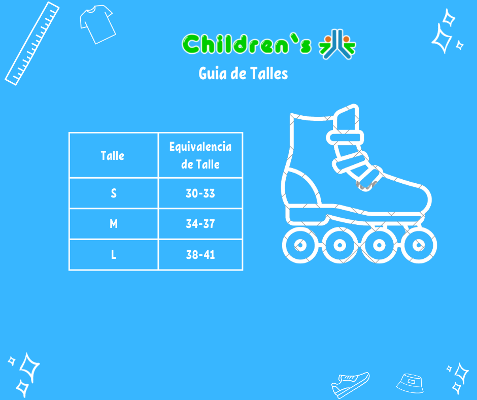 Guia de talles Rollers en Linea Regulable Tuxs