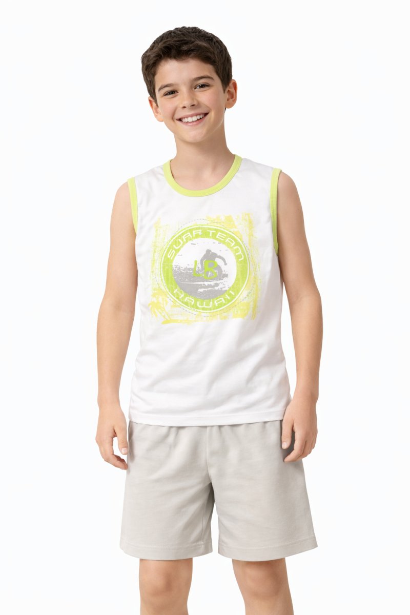 Pijama Verano Remera Musculosa y Short Estampado Surf Team