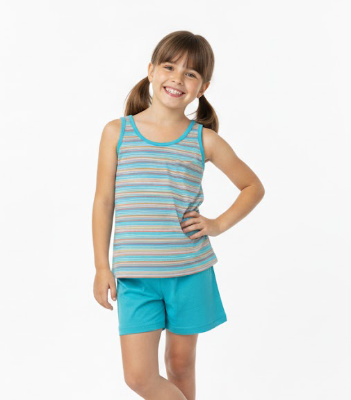 Pijama Verano Remera Musculosa y Short Rayado