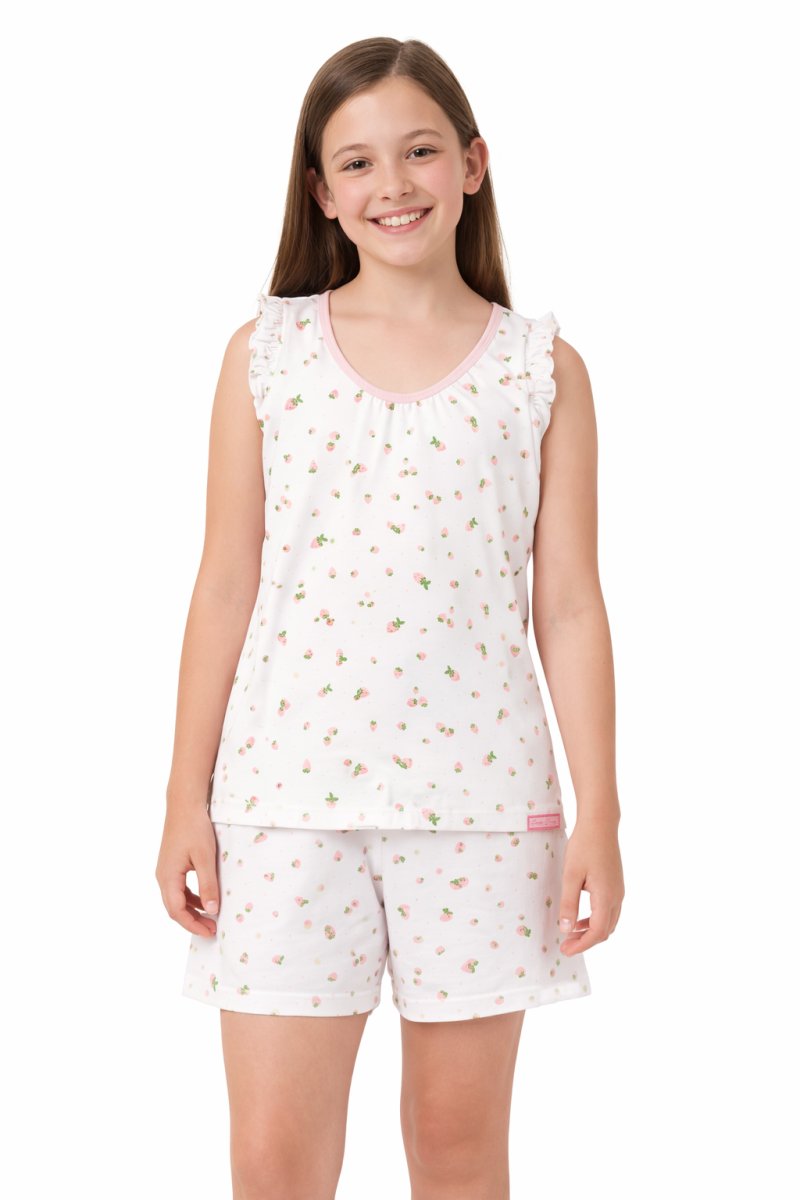 Pijama Verano Remera Manga Corta y Short Estampado Frutillita