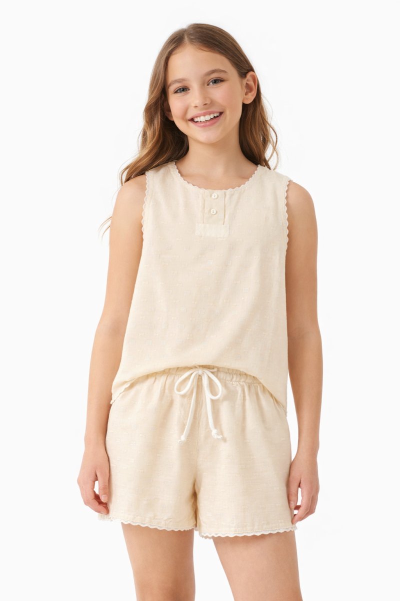 Pijama Verano Remera Musculosa y Short con Tramado