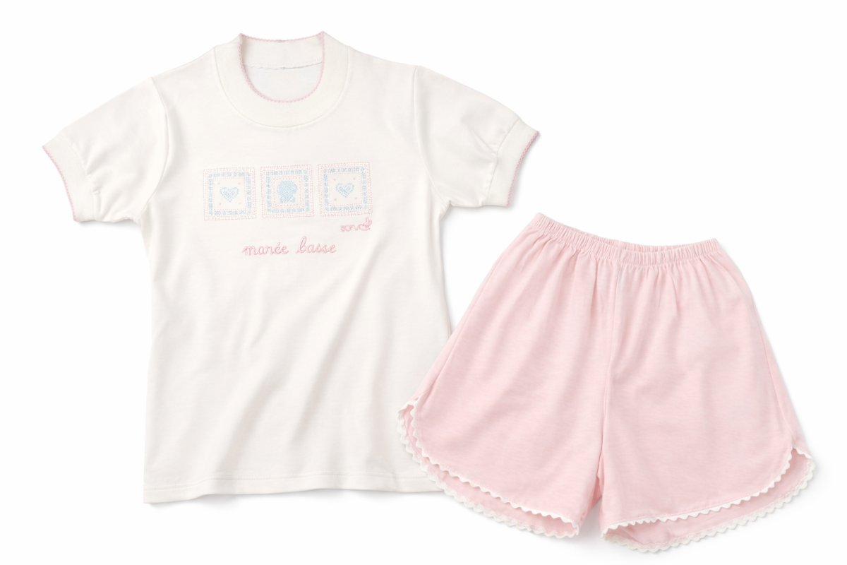 Pijama Verano Remera Manga Corta y Short Bordado Maree Basse