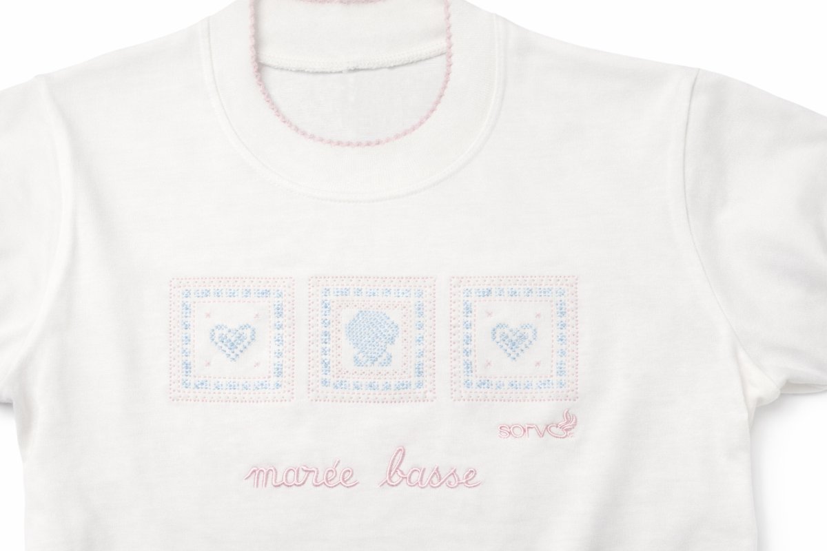 Pijama Verano Remera Manga Corta y Short Bordado Maree Basse