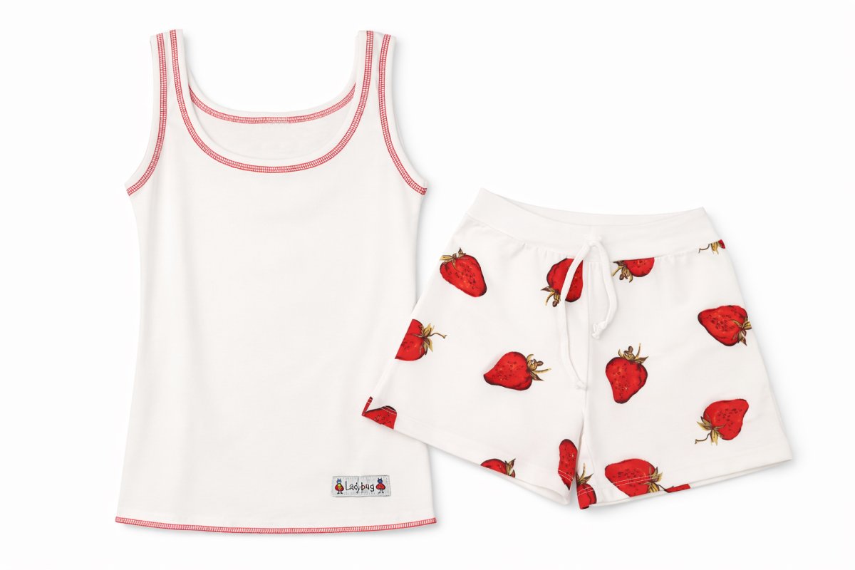 Pijama Verano Remera Musculosa y Short Estampado Frutilla