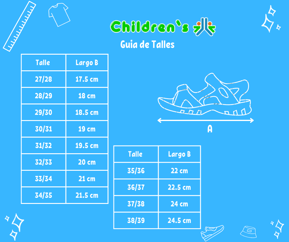 Guia de talles Sandalia Goma 2 Velcro