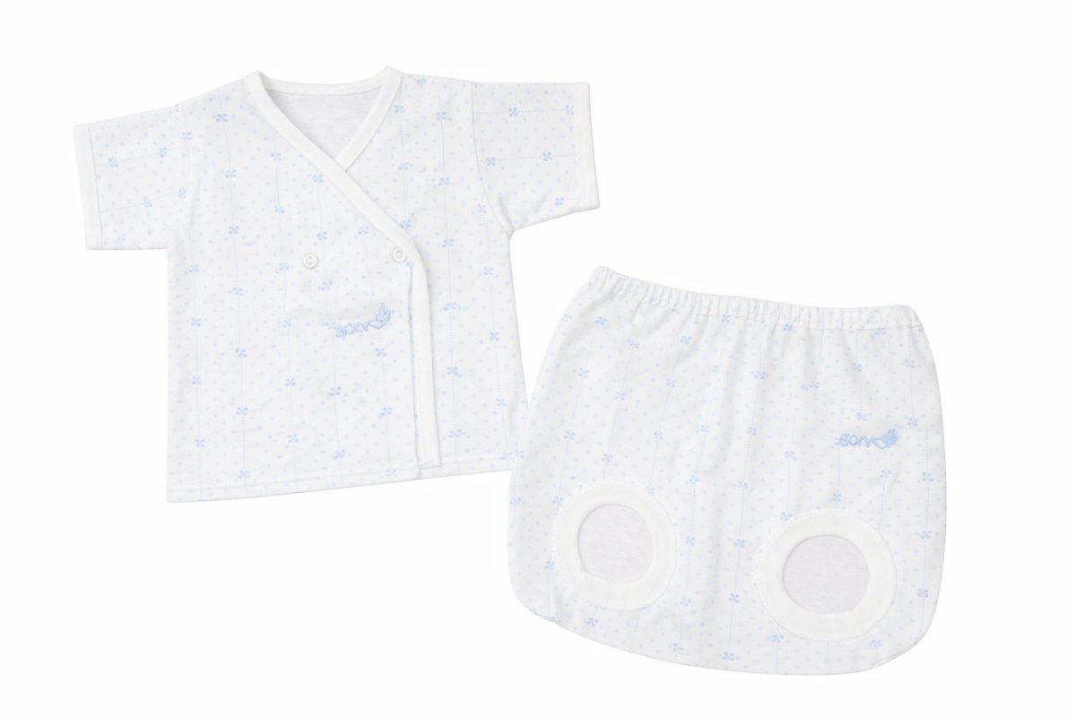 Conjunto Algodon Batita Manga Corta y Tapa Pañal Estampado