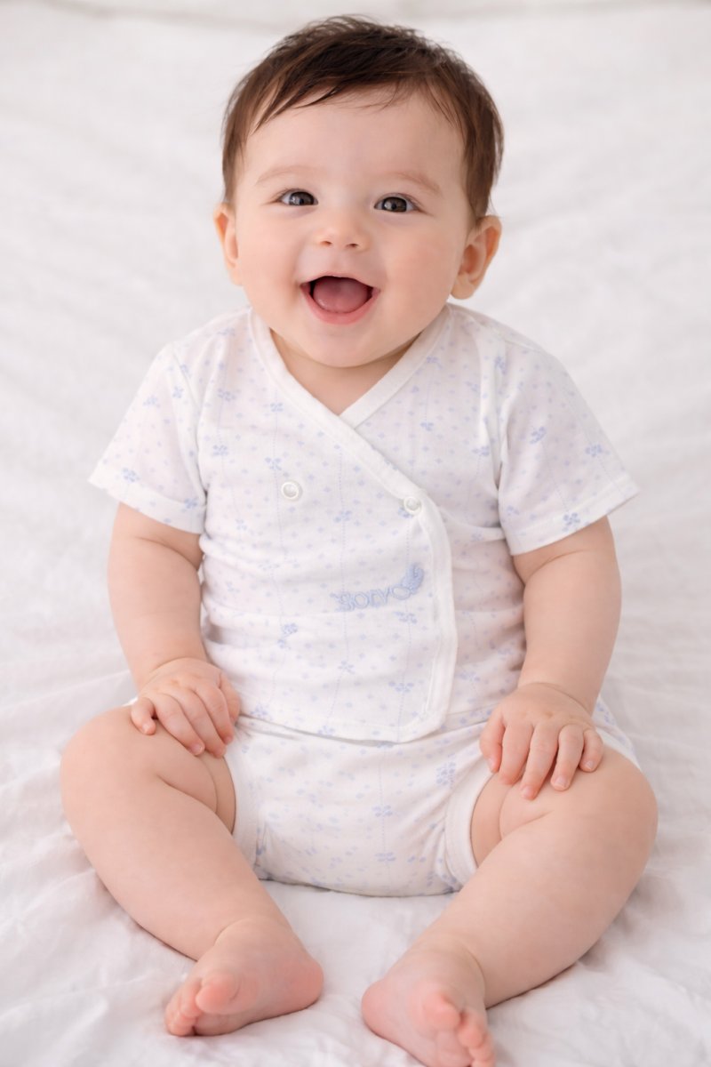 Conjunto Algodon Batita Manga Corta y Tapa Pañal Estampado