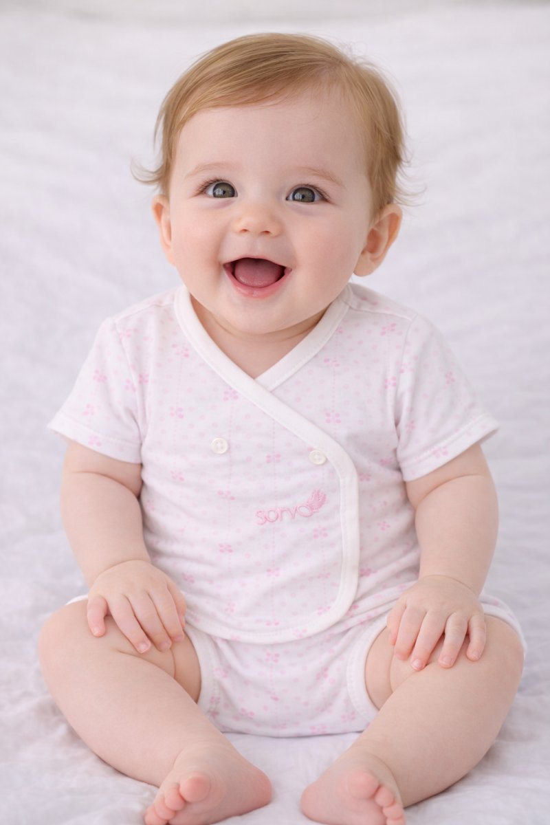 Conjunto Algodon Batita Manga Corta y Tapa Pañal Estampado