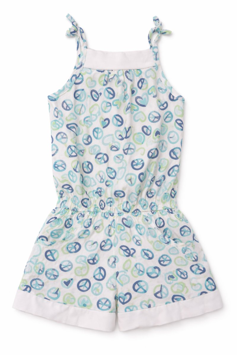 Enterito Mono Algodon Estampado Corazones y Símbolo de Paz