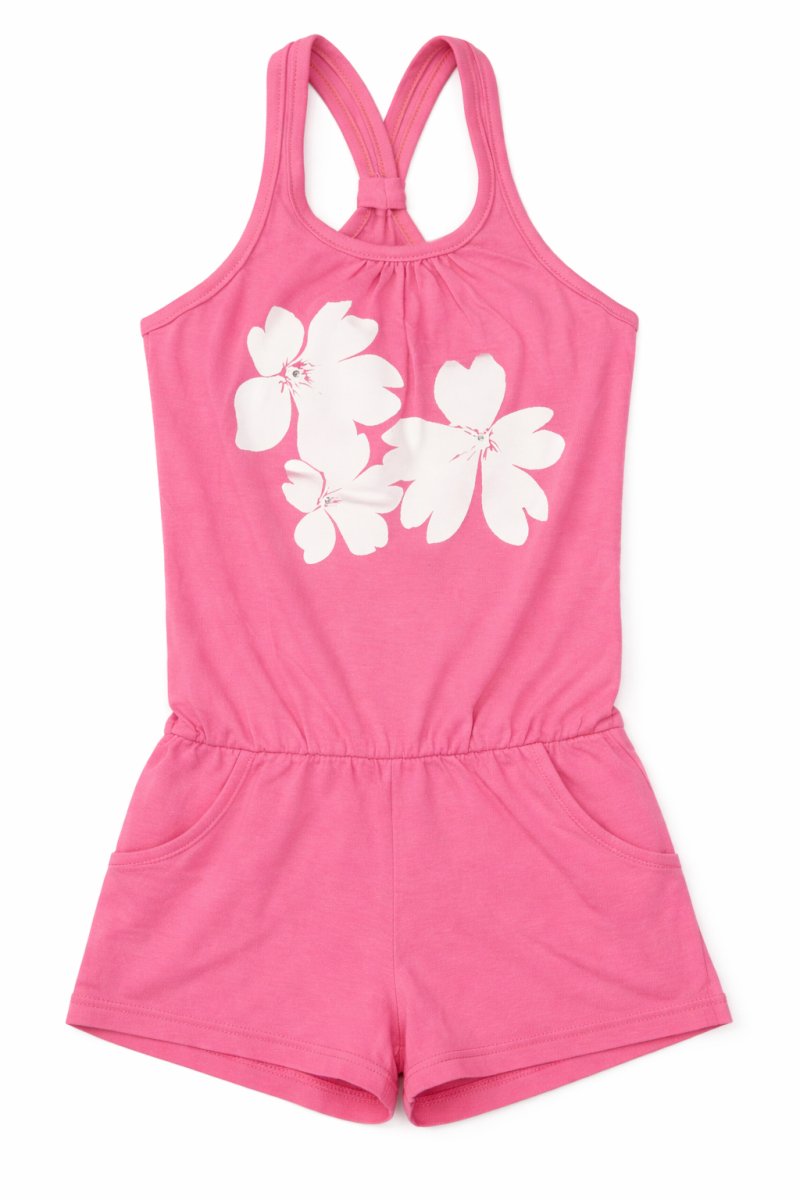 Enterito Mono Algodon Estampado Con Flores Y Strass