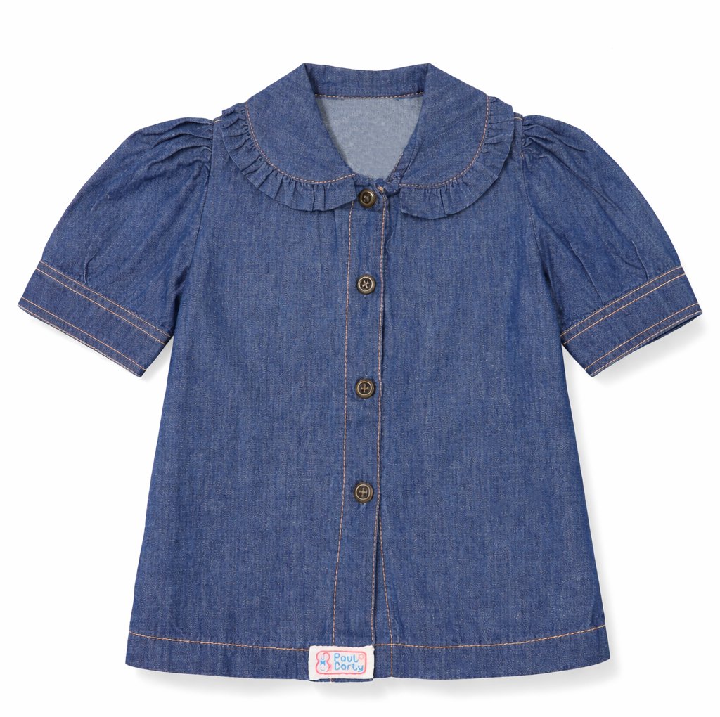 Camisa Jean Manga Corta Con Cuello Baby