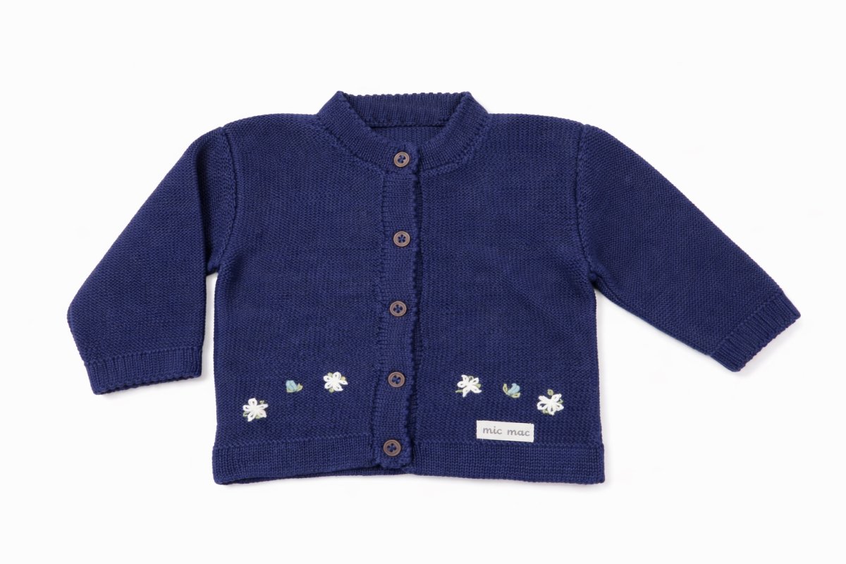 Saco Tejido de Botones y Flores bordada