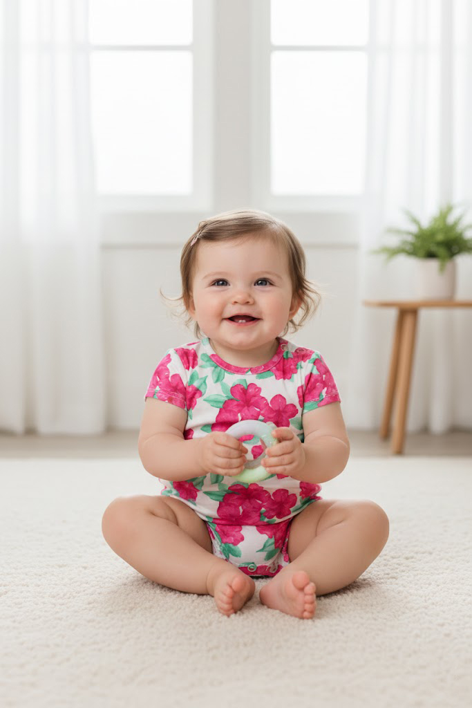 Enterito Algodon Manga Corta Estampado De Flores