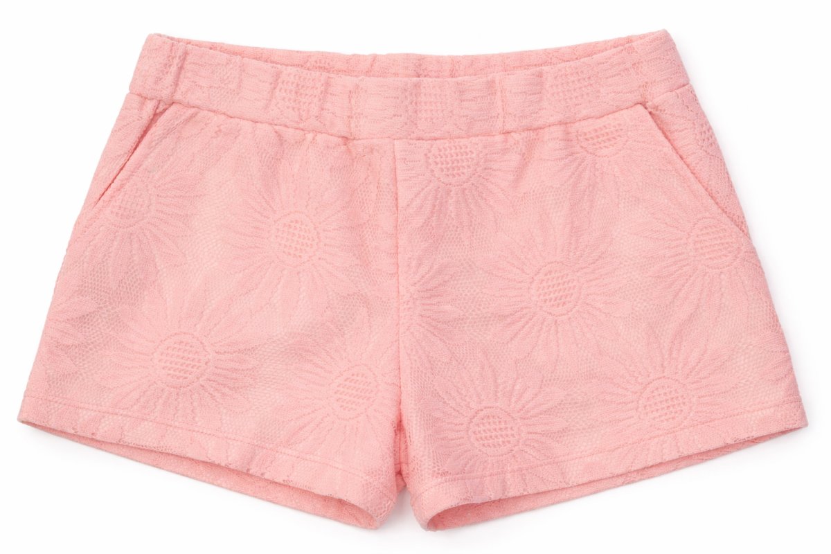Short Rosa Calado Flores