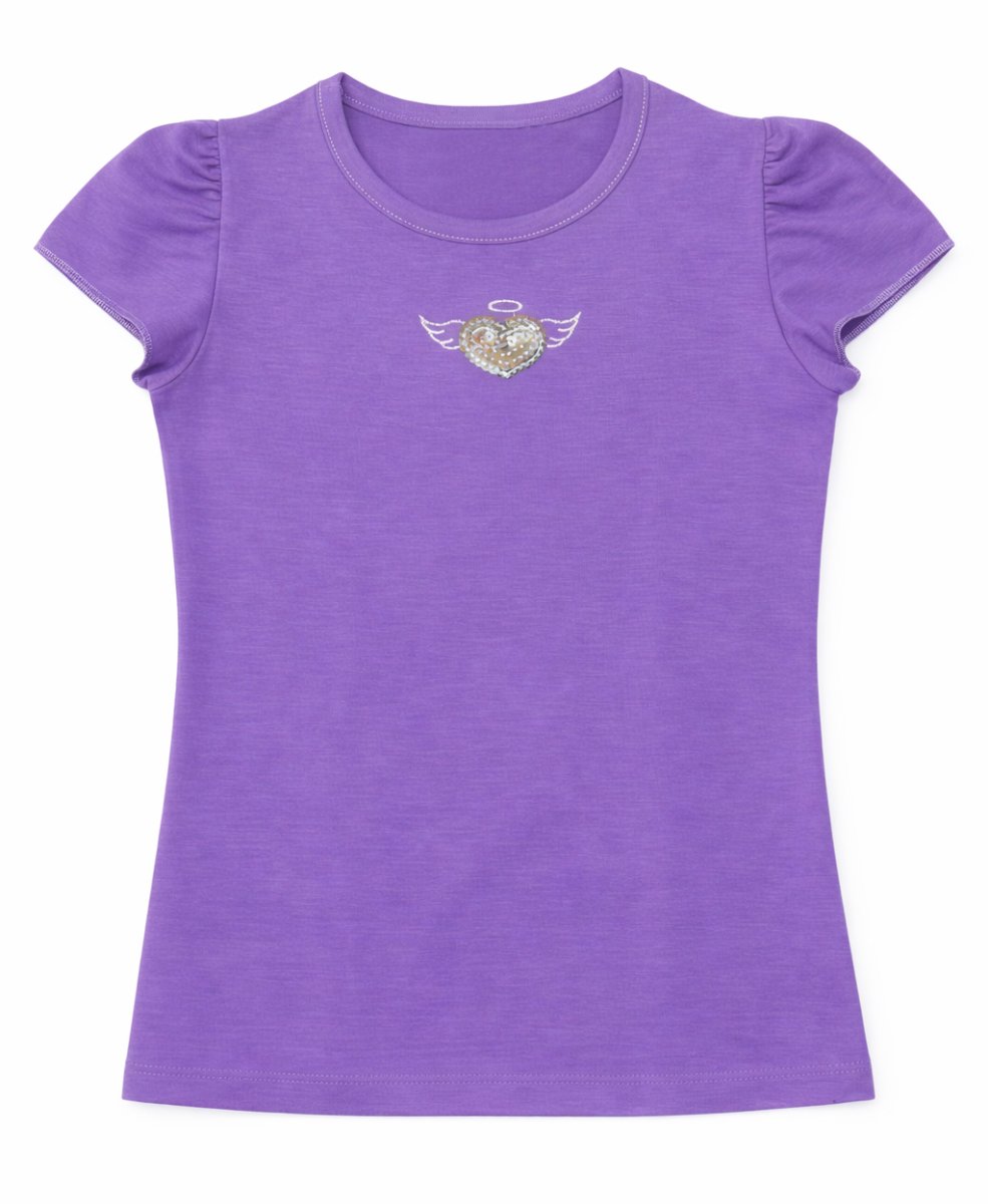 Remera Modal con Manga Japonesa con Corazon de Lentejuelas