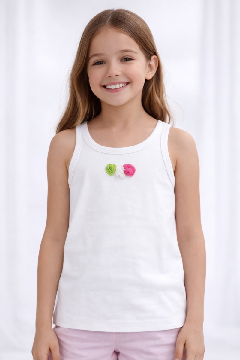 Remera Manga Corta con Aplique de Flor