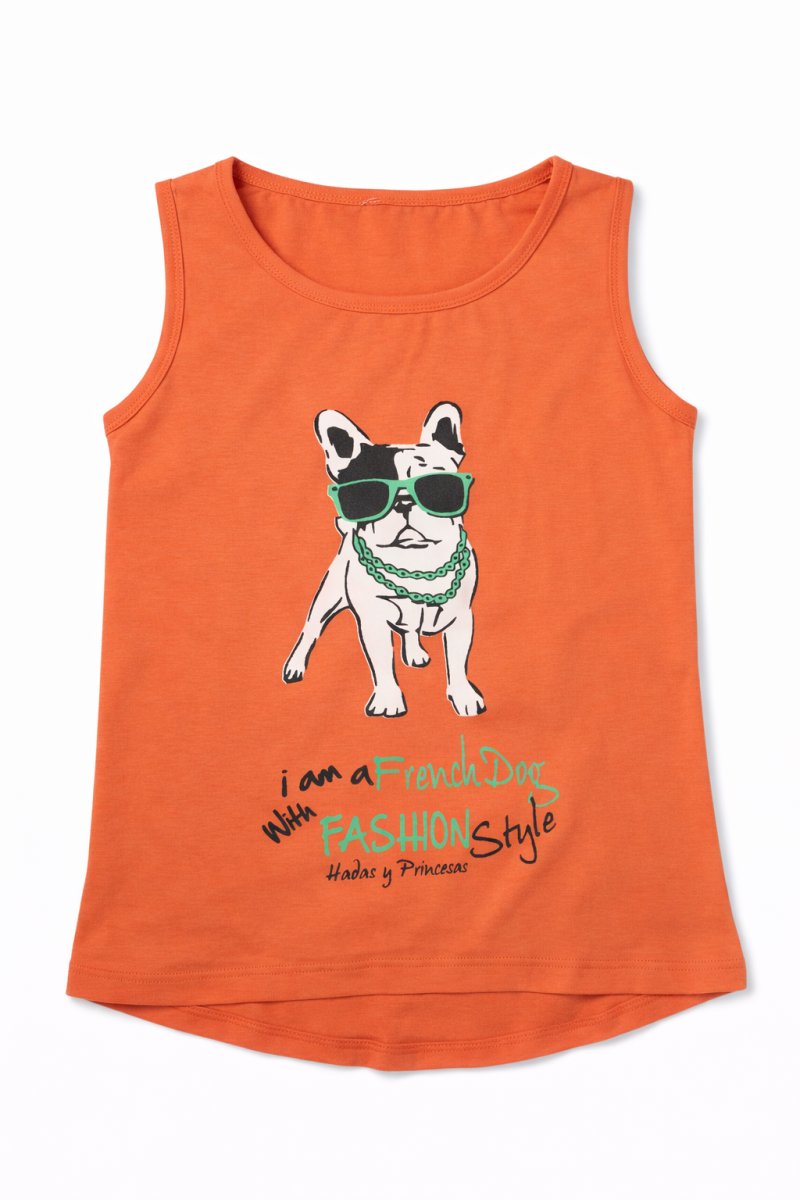 Remera Sin Mangas Estampa Perro