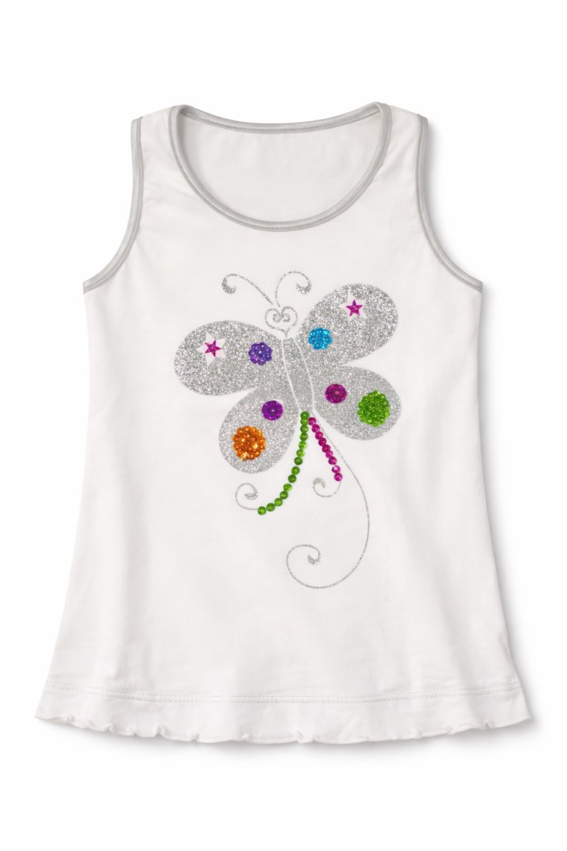Remera Musculosa Mariposa Glitter con Lentejuelas
