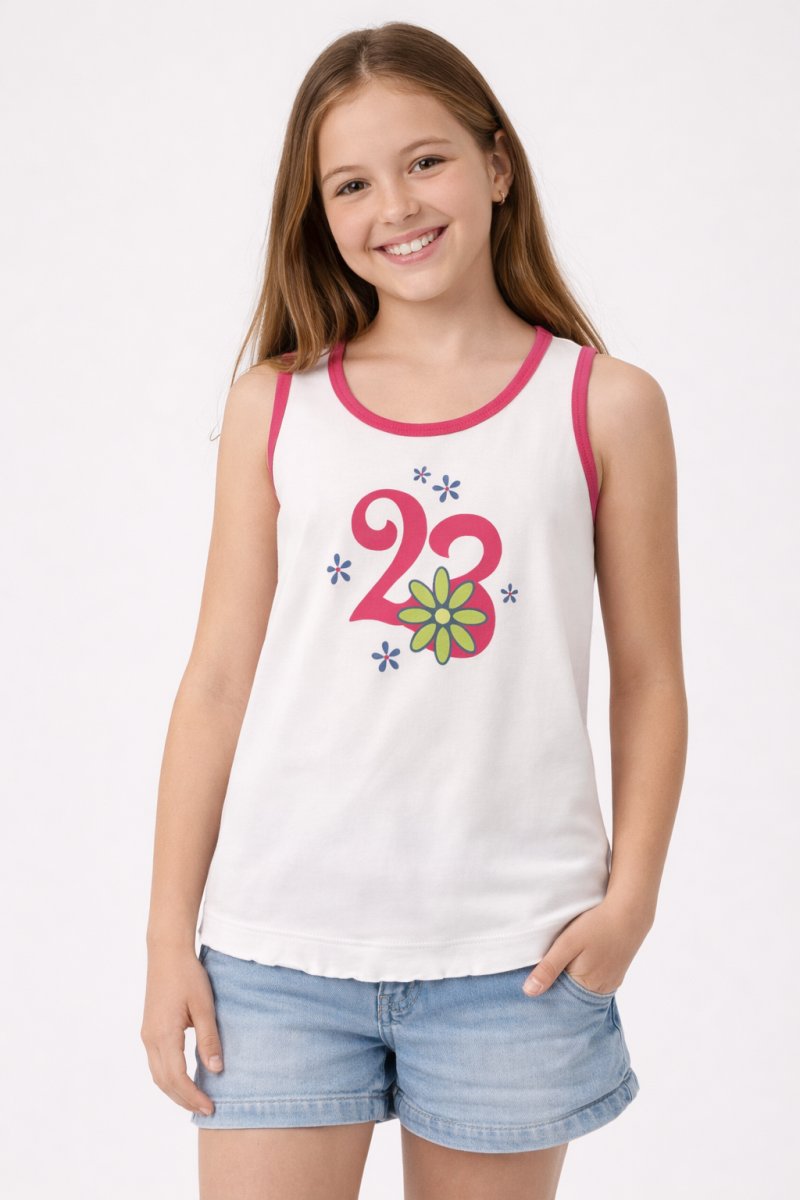 Remera Musculosa Estampado Flor 23 con Brillo
