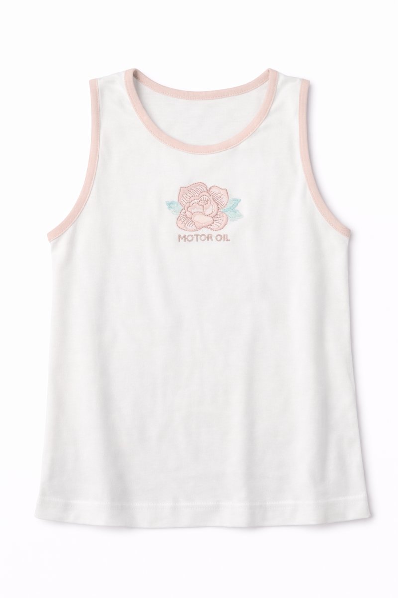 Remera Musculosa con Rosa Bordada